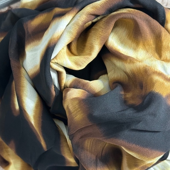 Ann Taylor Sheath Dress Silk Ruched Sides Sleeveless Neutral Black Brown Cream - Picture 12 of 13